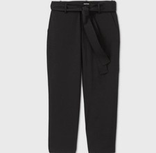 Women's A New Day Slacks, SIZE 8 High-Waist Tie Straight Leg Black Classic Pants