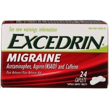 4 Pack Excedrin Migraine Pain Reliever Caplets, 24 Ct
