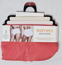 Warners Blissful Benefits Hi-Cut Microfiber Brief Pink 3 Pack Choose XL or 3XL