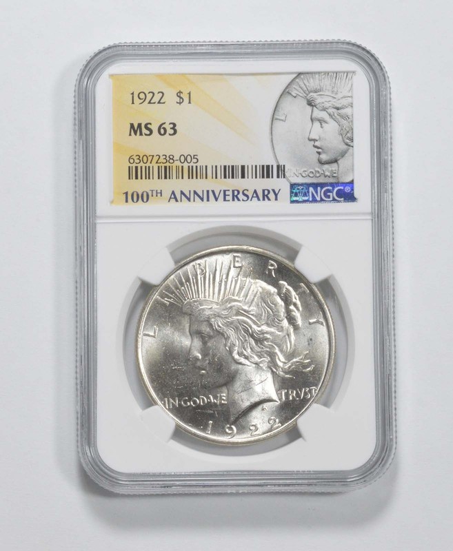 1922 Peace Silver Dollar MS63 NGC 100th Anniv 2021 Special Label *9599