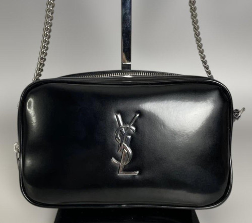 Saint Laurent Lou Chain Camera Bag Black Patent Leather YSL Crossbody 756837
