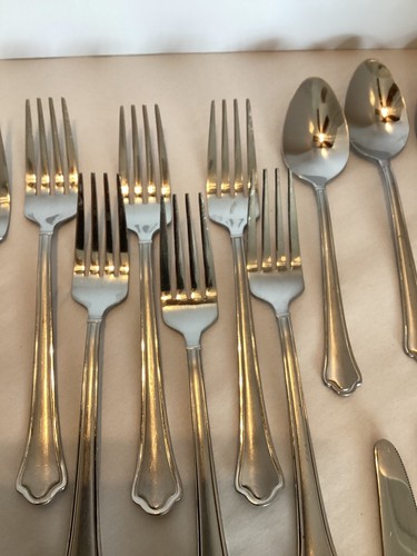 Pfaltzgraff 32 pcs. Capri Frost Stainless 18/0 Flatware Service for 4+ extra pcs - Picture 5 of 24