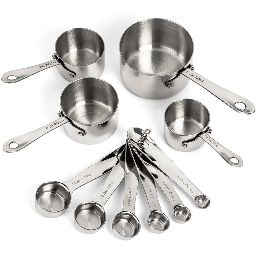 NEW - 10-Piece Stainless Steel Measuring Cups and Spoons Set