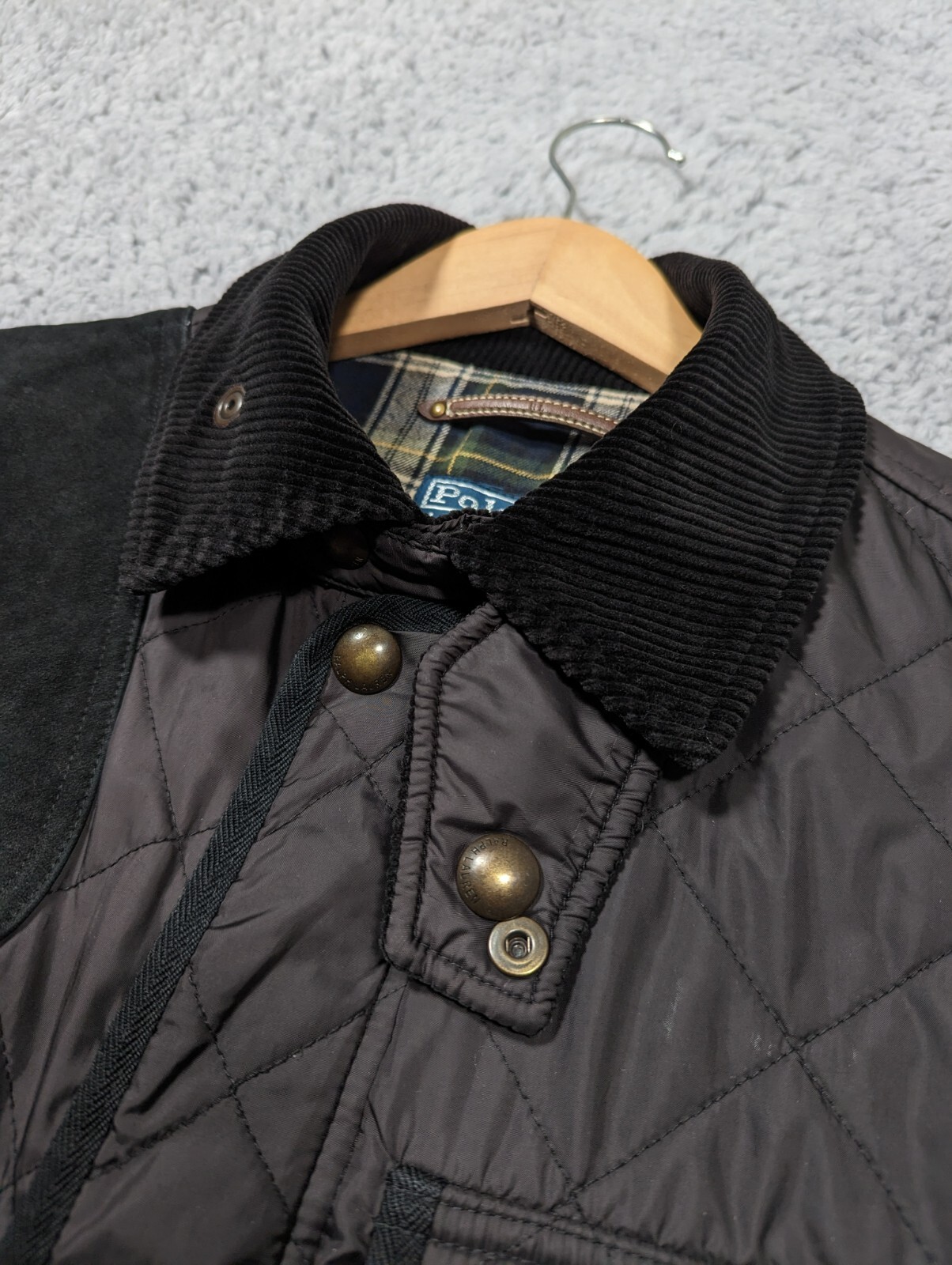 POLO RALPH LAUREN Quilted Shooting Jacket Men's Medium Black Country