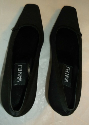 NWOB VAN ELI WOMEN LENGTH *9.5 PUMPS HEELS BLACK FABRIC & RIBBON TRIM VAMP SALE! - Picture 4 of 12