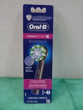 NEW Oral-B Cross Action  Electric Toothbrush Replacement Brush Heads -3ct- BLACK