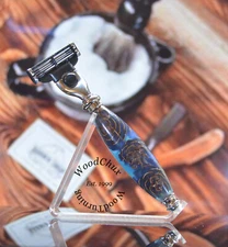 Handmade Pinecone & Resin Shaving Razor SEE VIDEO 1046a