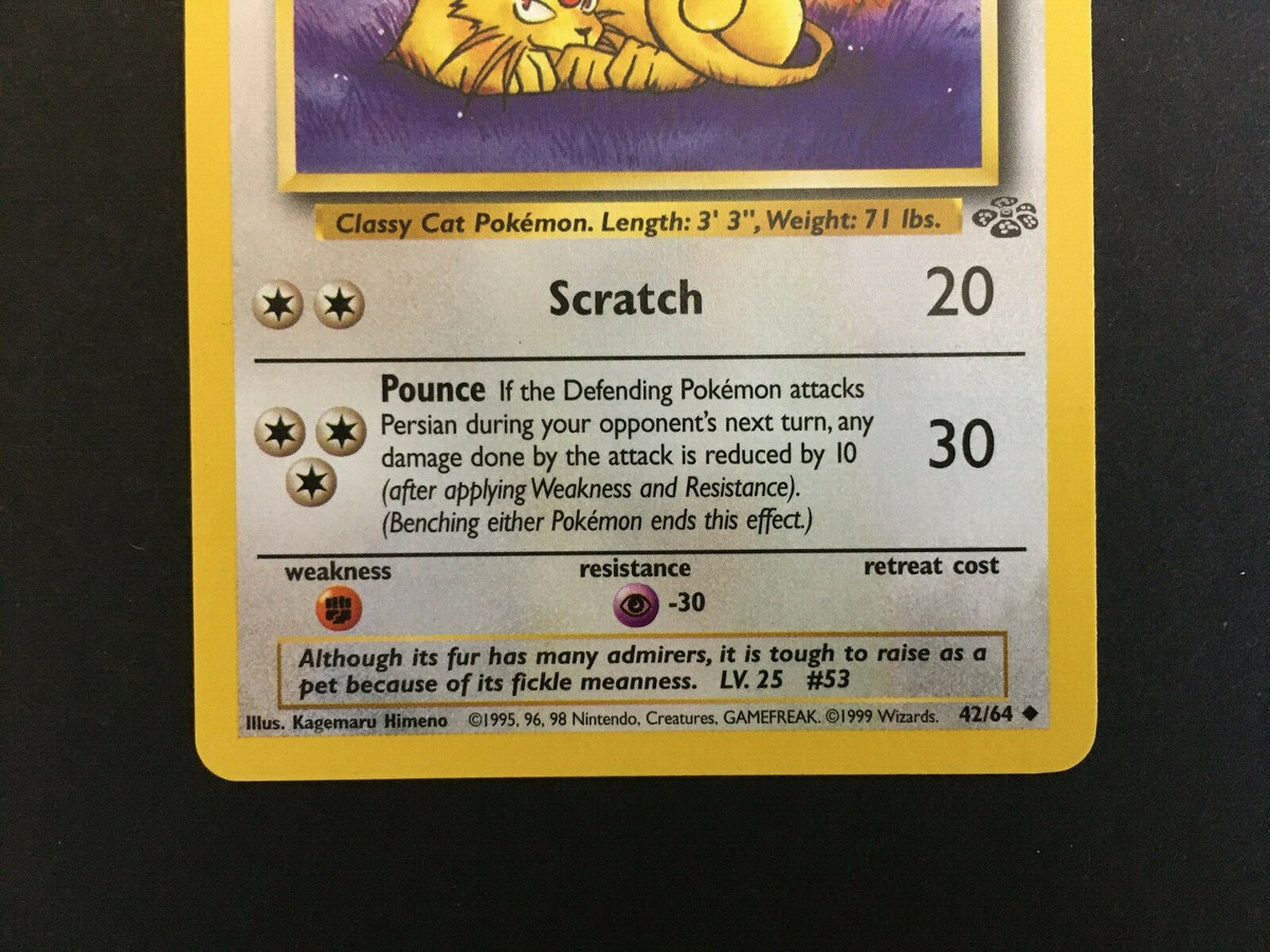 Pokemon Persian 42/64 - Jungle Set - Excellent - All Cards In Same Condition
