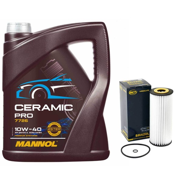 MotoröL Set 10W-40 Mannol 5 Liter + ÖLfilter FüR Audi Seat Skoda VW Golf IV Polo-image
