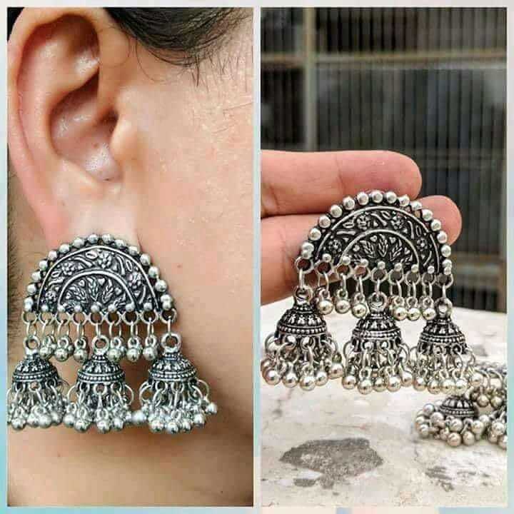 Buy Shreyadzines Designer Traditional Oxidized Silver Kashmiri Style Jhumka Jhumki Earrings Alloy Drops & Danglers Online At Best Prices In India - Foto 10