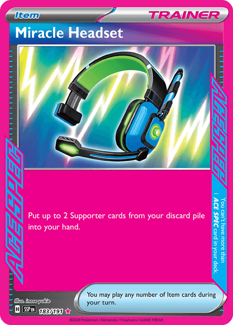 miracle headset pokemon card Pokémon TCG Miracle Headset 183/191 Ace Spec Rare Surging Sparks NM/M