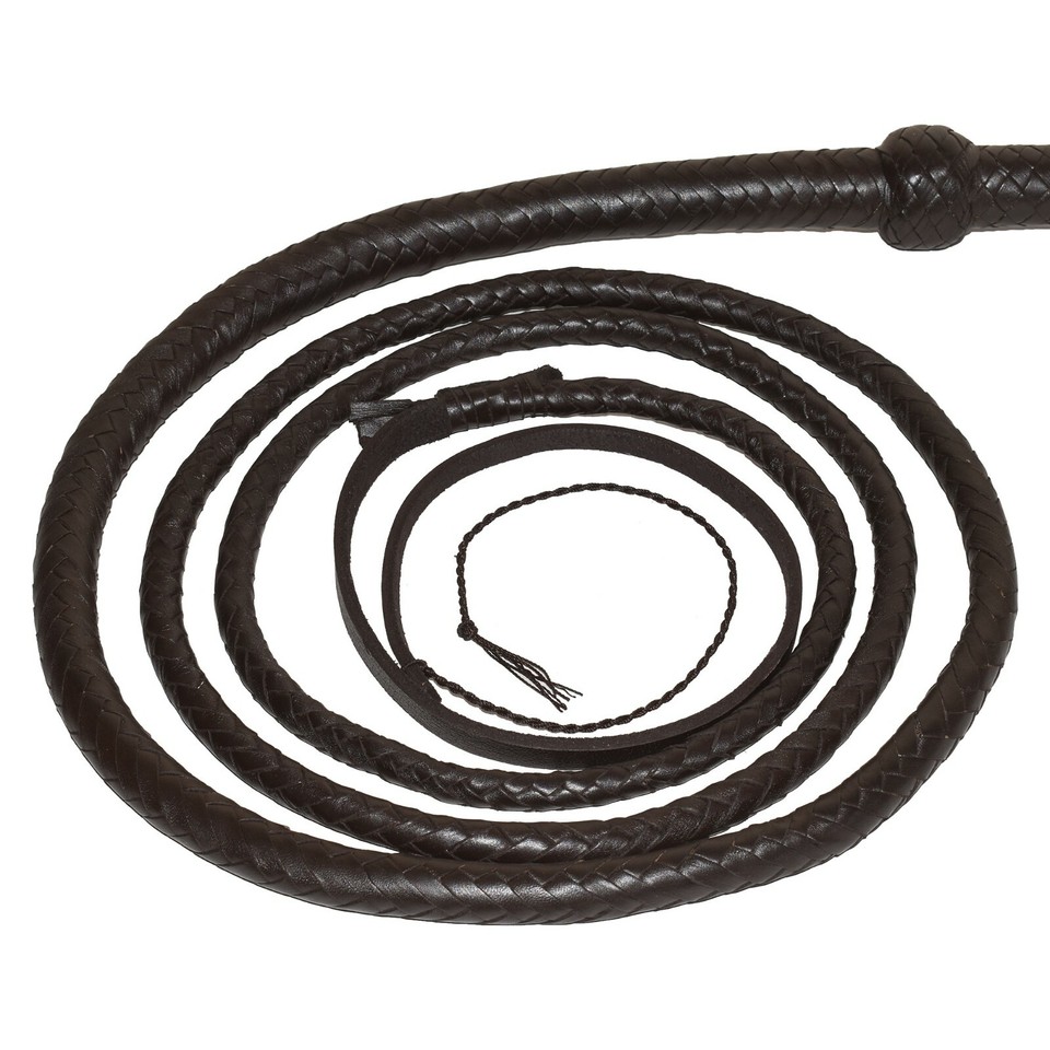 Fouet En Cuir Bullwhip 8 Pieds Noir - 12 Tresses - Haute Qualité - Marque Bullwhip Squadron