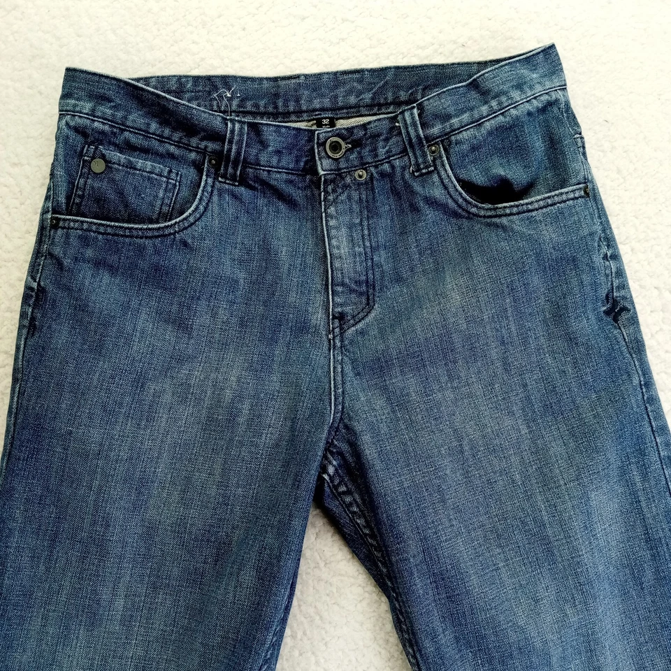 Hurley Jeans Mens 32x31 Straight Cotton Denim Blue Medium Wash - Image 2 of 4