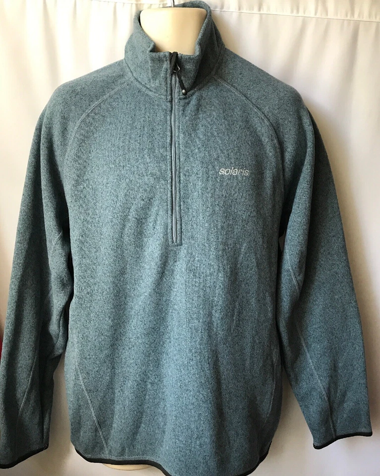 Solaris Anti Pill 1/2 Zip Fleece Pullover Sweater Heather Blue Size Medium - Image 2 of 4