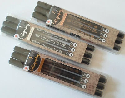 DECOTIME 3x Kalligrafie Stifte Kalligraphie Marker Gold Silber Rose Schwarz Handlettering