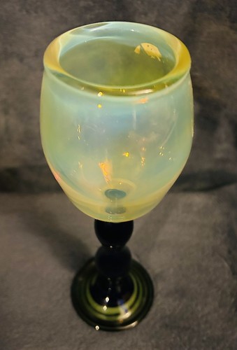 Silver Fumed Wine Art Glass Goblet 7.5”H - Picture 4 of 7