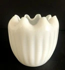 Vintage Milk Glass Folded Scalloped Edge Vase/Planter 4.5" Tall