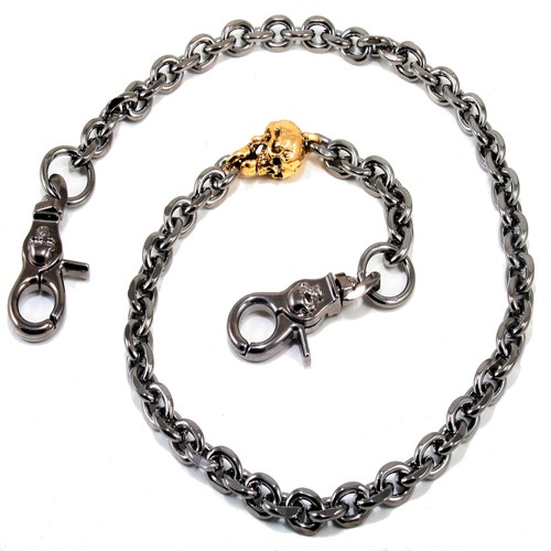DK Gold Skull Strong Biker Trucker Key Jean Wallet Chain (27.5") Black CS40BLK - Picture 3 of 7
