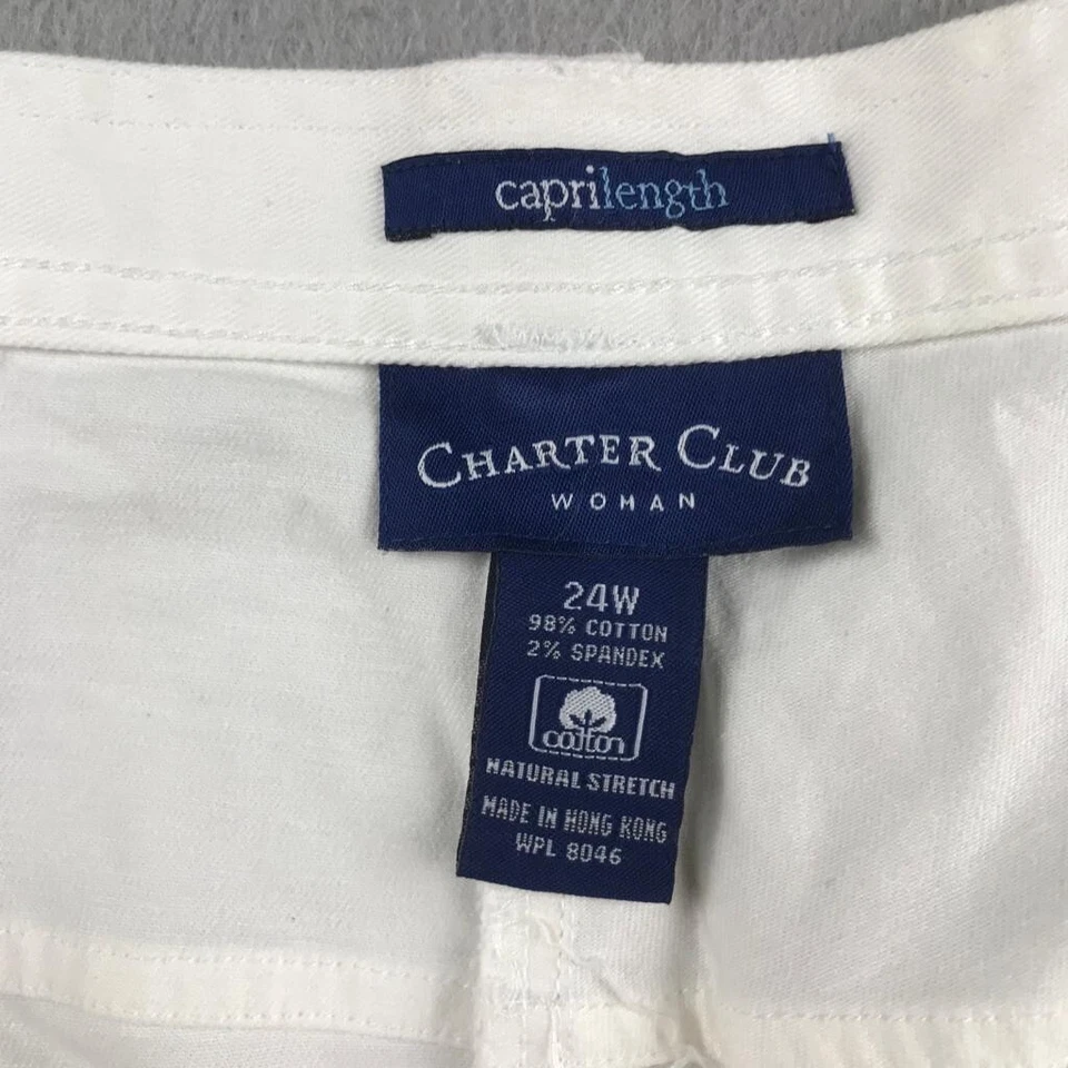 Pantalones Cortos Charter Club Mujer 24W Blanco Capri Largo Frente Plano Nuevos con Etiquetas * Foto 3 de 4