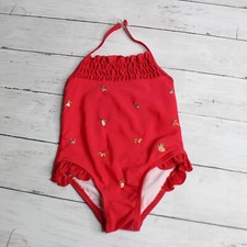 BT Kids Baby Girl's Vintage Retro Swimsuit Size 12 Months Red One Piece