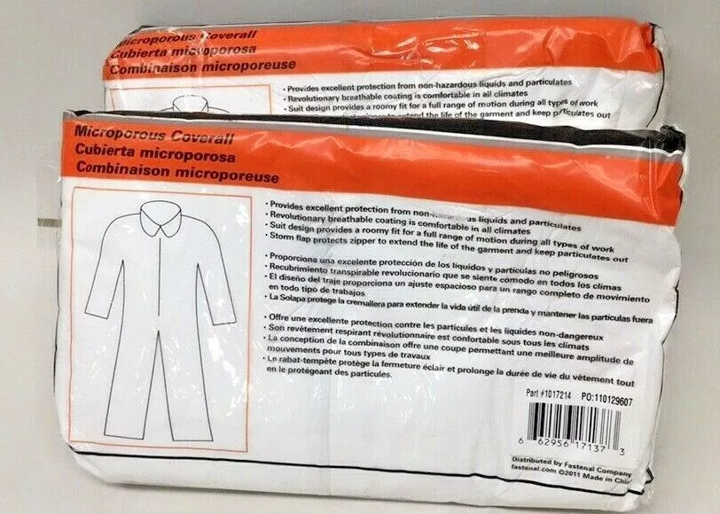 Body Guard 1017214 Size L Microporous Collared Coverall Zippered 