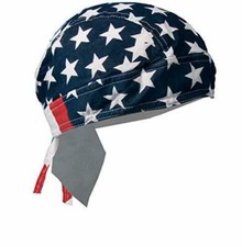 American Flag Bandana Dorag Patriotic Doo Rag Motorcycle Skull Cap w/ Sweatband