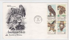 TurtlesTradingPost- American Owls 1978 #1760-63  FDC-Artcraft Cachet