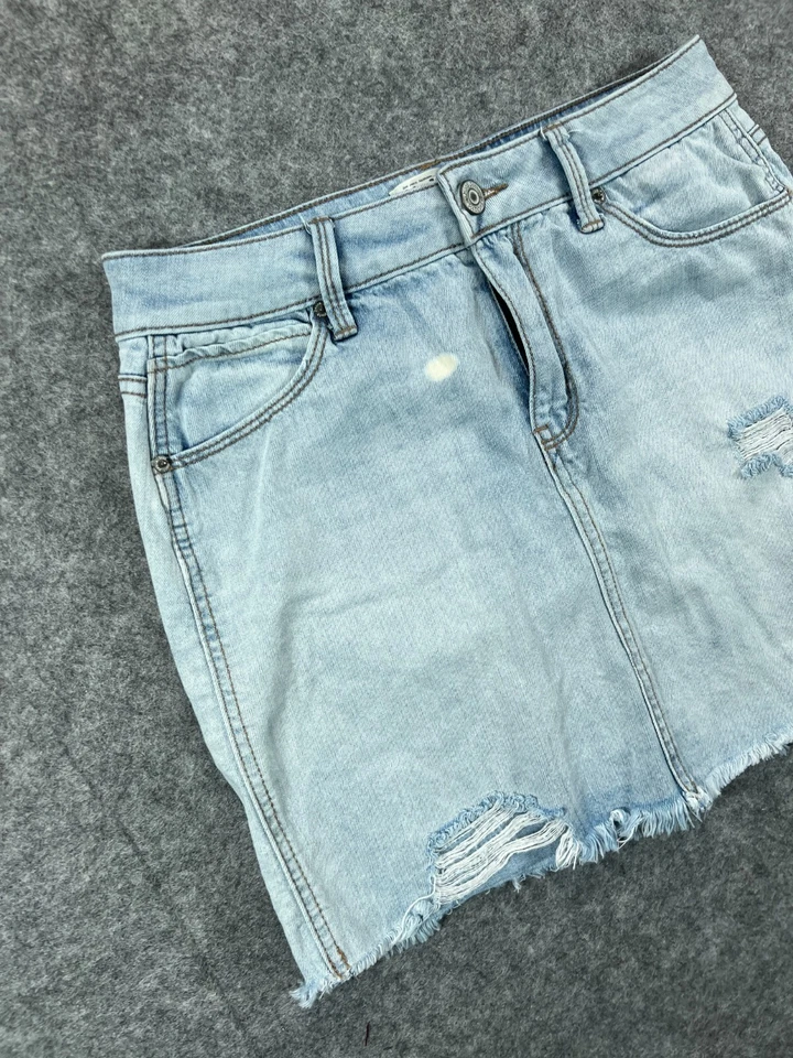 Falda vaquera elástica MUDD FLX para mujer junior 9 azul jean corte desgastado informal Foto 4 de 4