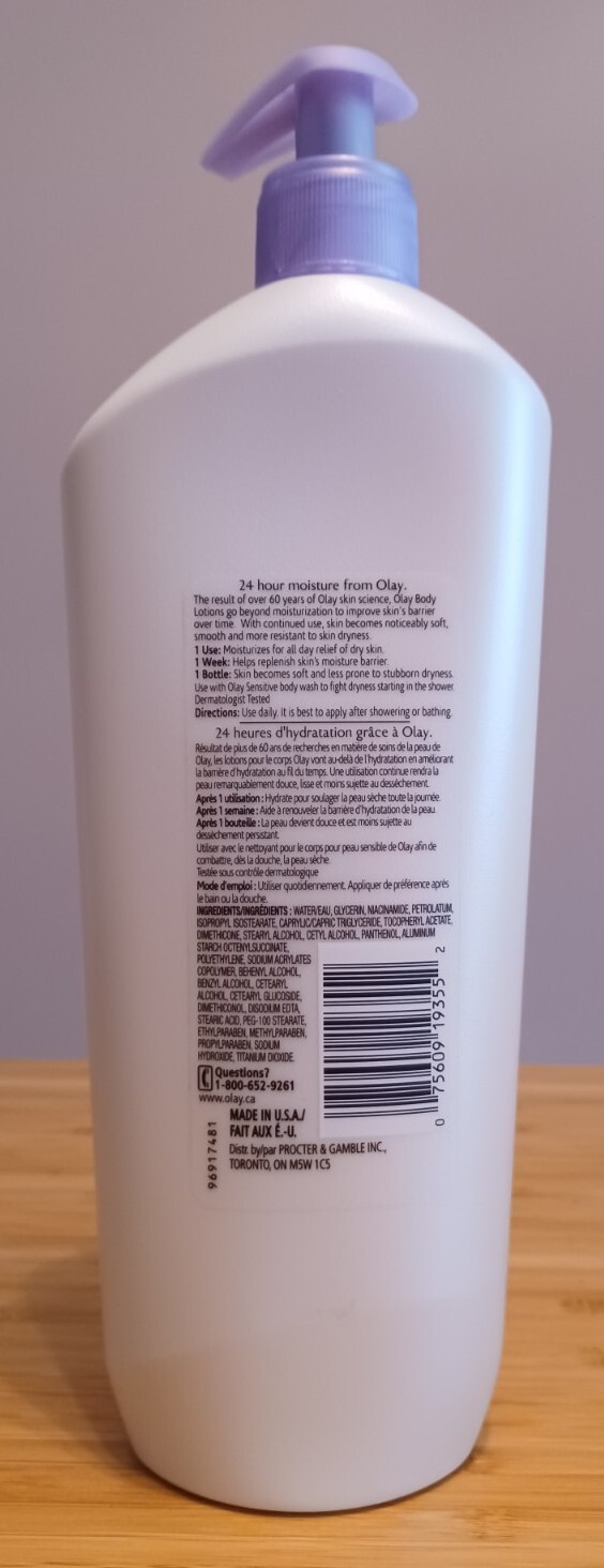 1x Olay Quench Sensitive Fragrance Free Body Lotion 600 ml Pump Bottle New