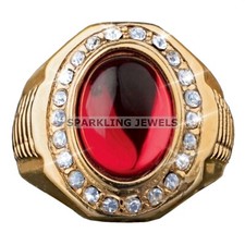 Calibrated Garnet Oval Cut With 14K Solid  Gold  Ring For Men #C216