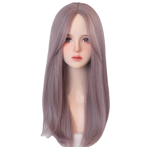 Heat-Resistant Gray Purple Layered Wig 24 Inch Cosplay Lolita Wig Daily Wear - Picture 3 of 12
