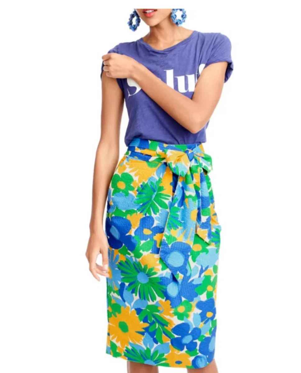 Floral belted pencil clearance skirt