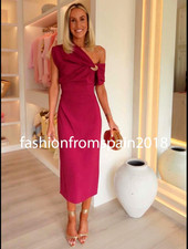 ZARA NEW WOMAN PLEATED GOLD APPLIQU  MIDI DRESS RASPBERRY XS-XL 5029/169/671