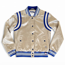Scotch Soda Blue Heroes Satin Bomber Jacket M Gold Amsterdam Blauw Varsity