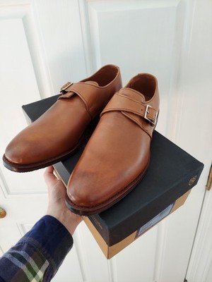 NWB Allen Edmonds 2782 Plymouth Plain Toe Monk Strap Walnut Tan Calf Men's 8.5 D