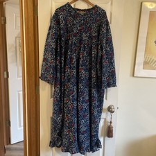 4x Flannel Long Nightgown Dark Blue Red   Cardinal  Print Bottom Ruffle