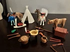 Vintage Playmobil Geobra Native American Indian Playset Teepee Accessories Figs