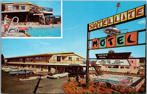 1960s Beaverton, Oregon Postcard "SATELLITE MOTEL & APARTMENTS" Roadside