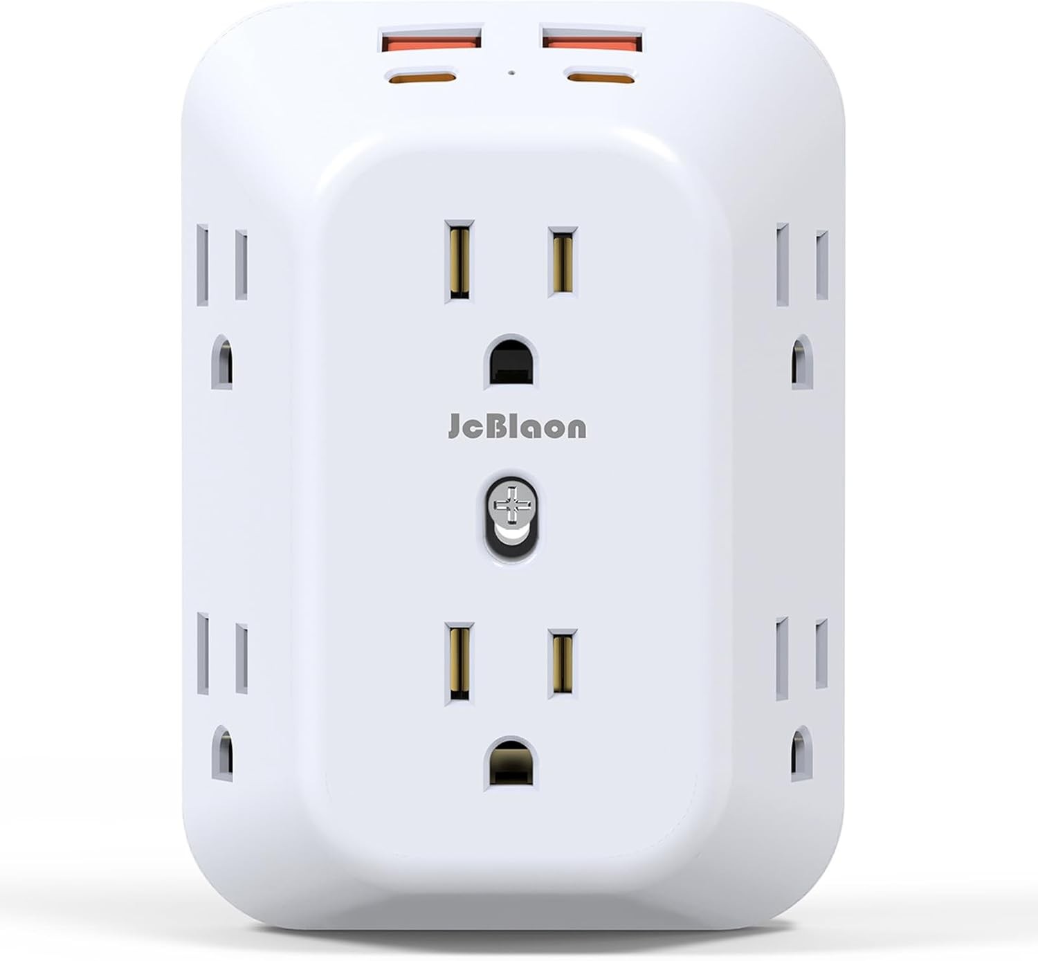 Multi Plug Wall Outlets, 6-Port Outlet Extender with 4 Charging USB White 