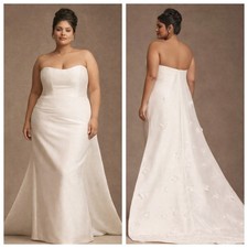 Jenny Yoo Catalina Strapless Wedding Dress Plus Size w/ Removable Cape 26