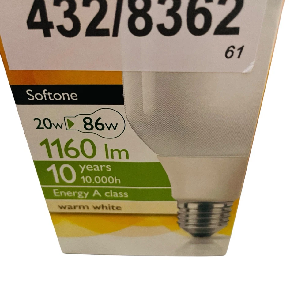 3x Philips Softone 30W Energy Saver Bulb E27 Warm White Light Bulb EQV To 86W A+ - Image 2 of 4
