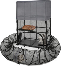 Catio Outdoor Cat Enclosure with Tunnel - Safe Playpen for Cats  Small Pets