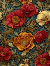 Vintage Art Nouveau Botanical Flower Illustration Pattern Poster 18x24in