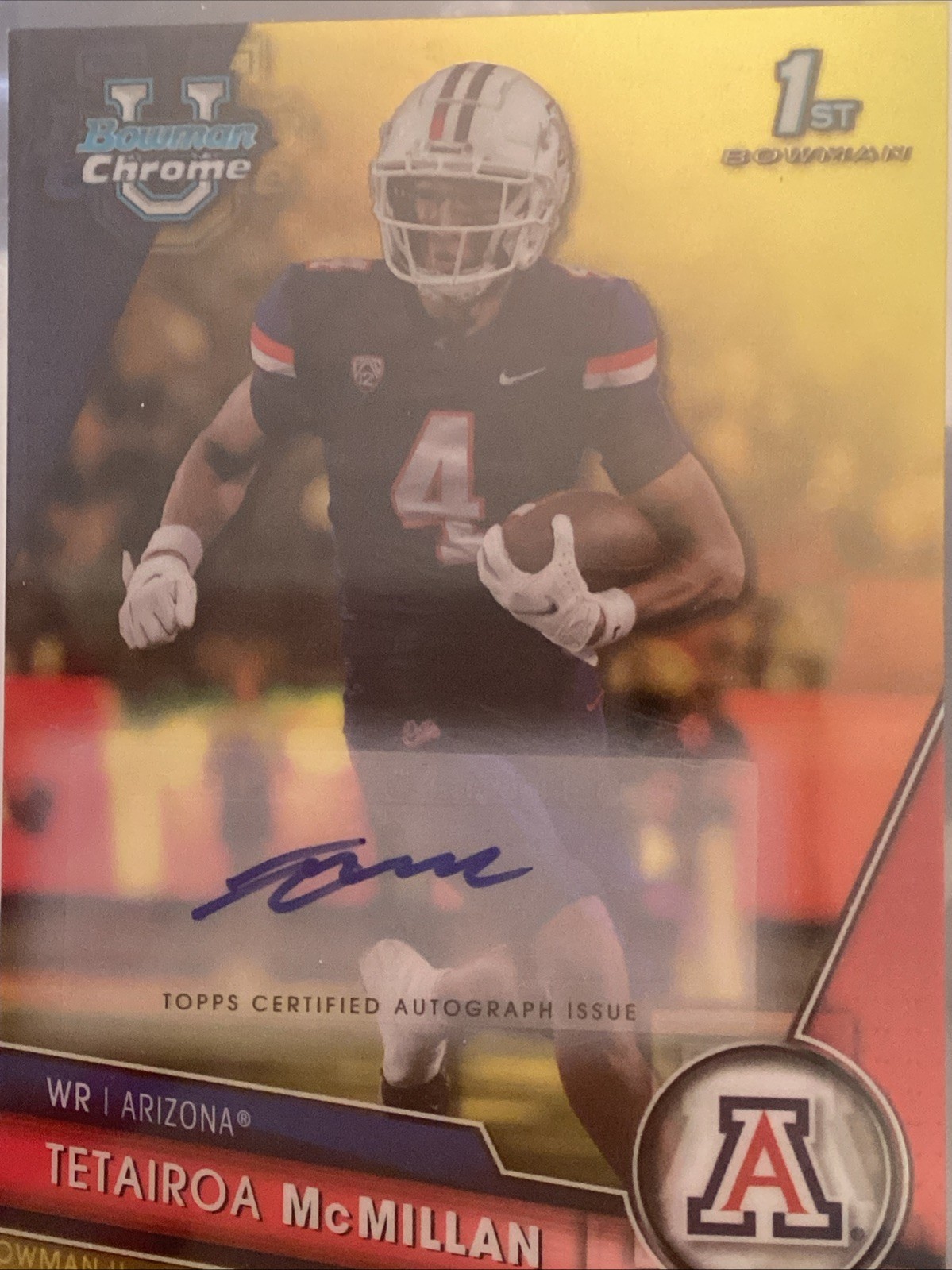 2023 Bowman University Chrome - Chrome Tetairoa McMillan #68 Yellow 14/75 AUTO