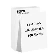 OcePor 100 Sheets White Cardstock 8.5” x 11”, 92lb/250gsm Card Stock, Thick C...