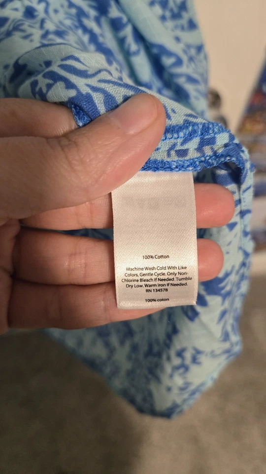 Vineyard Vines Camiseta Túnica de Lino con Estampado Floral Azul para Mujer Talla L Boho Resort EUC Foto 3 de 4