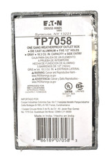 Eaton Crouse Hinds 1 Gang Weatherproof Outlet Box Gray Five 1/2" Holes TP7058