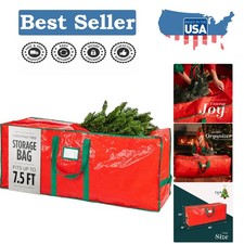 Heavy-Duty 7.5ft Xmas Tree Storage Bag - Waterproof, Dust-Proof  Tear-Resistant