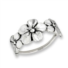 Sterling Silver Triple Flower Ring - Free Gift Packaging