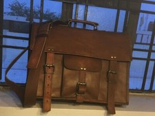 Vintage Laptop Messenger Briefcase Bag Men's Satchel Genuine Leather Handmade